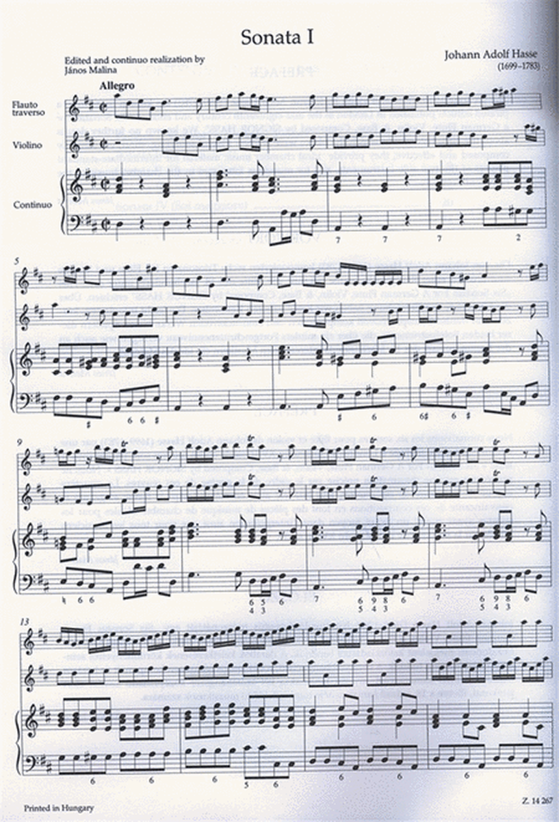 6 Sonate per flauto traverso, violino e basso cont