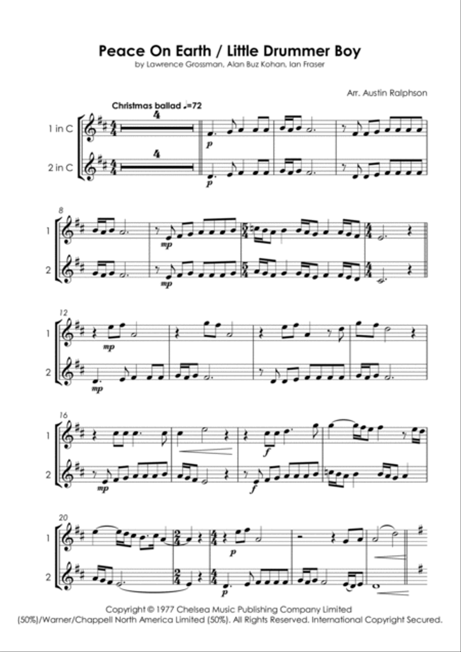Peace On Earth Flute Duet scores gallery preview page 3