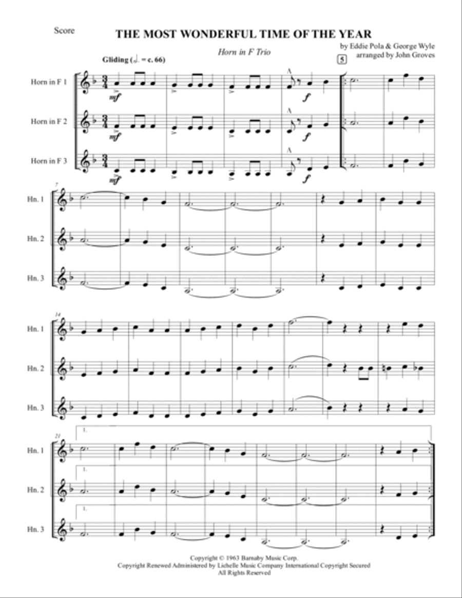 The Most Wonderful Time Of The Year Brass Ensemble scores gallery preview page 2