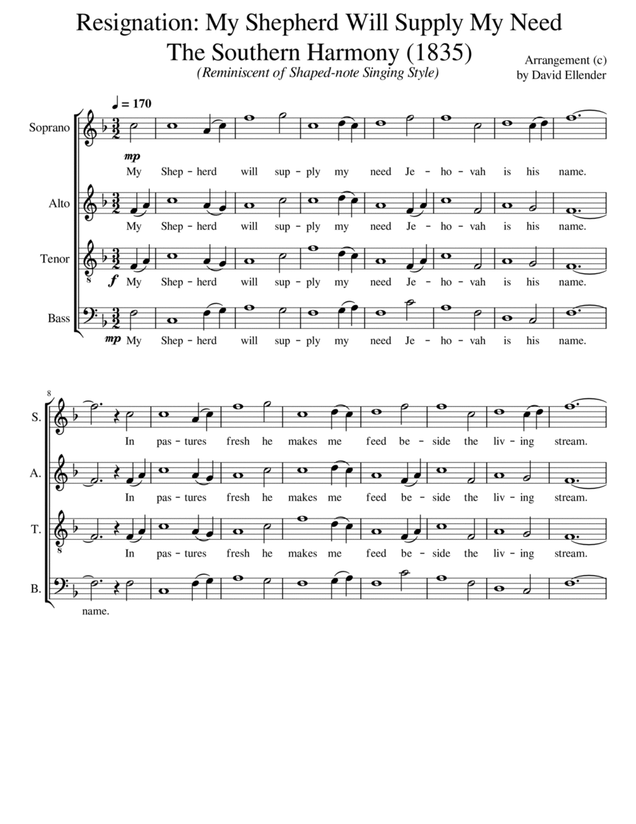 My Shepherd will supply my need Divisi scores gallery preview page 1
