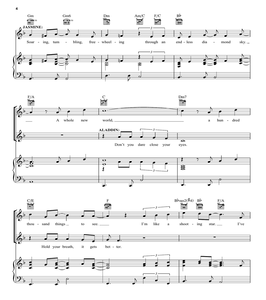 A Whole New World (from Aladdin) (2019) Piano, Vocal, Guitar scores gallery preview page 4