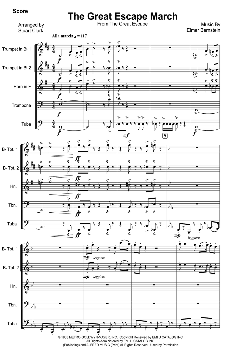 The Great Escape March Brass Quintet scores gallery preview page 2