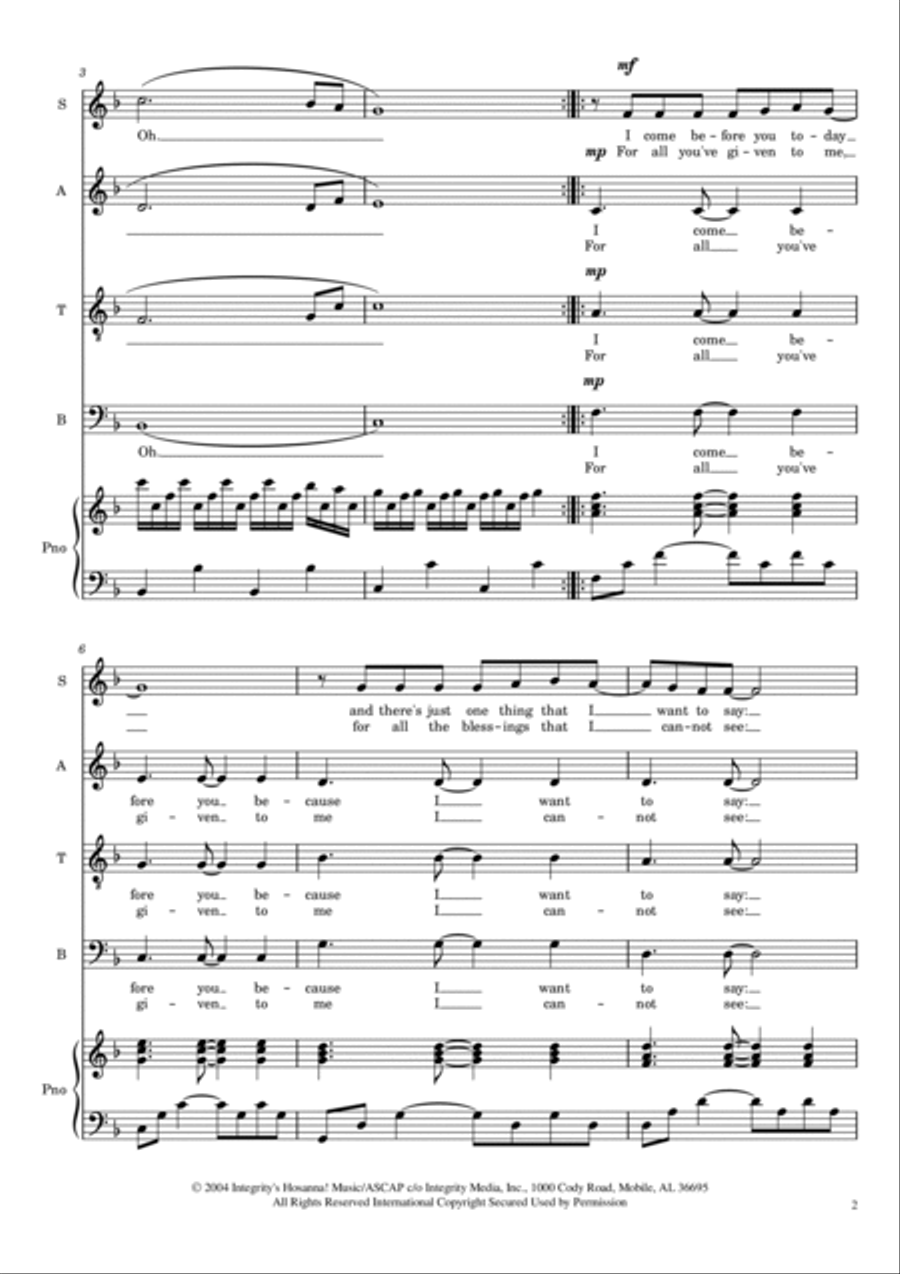 Thank You, Lord Thank You, Lord 4-Part scores gallery preview page 2