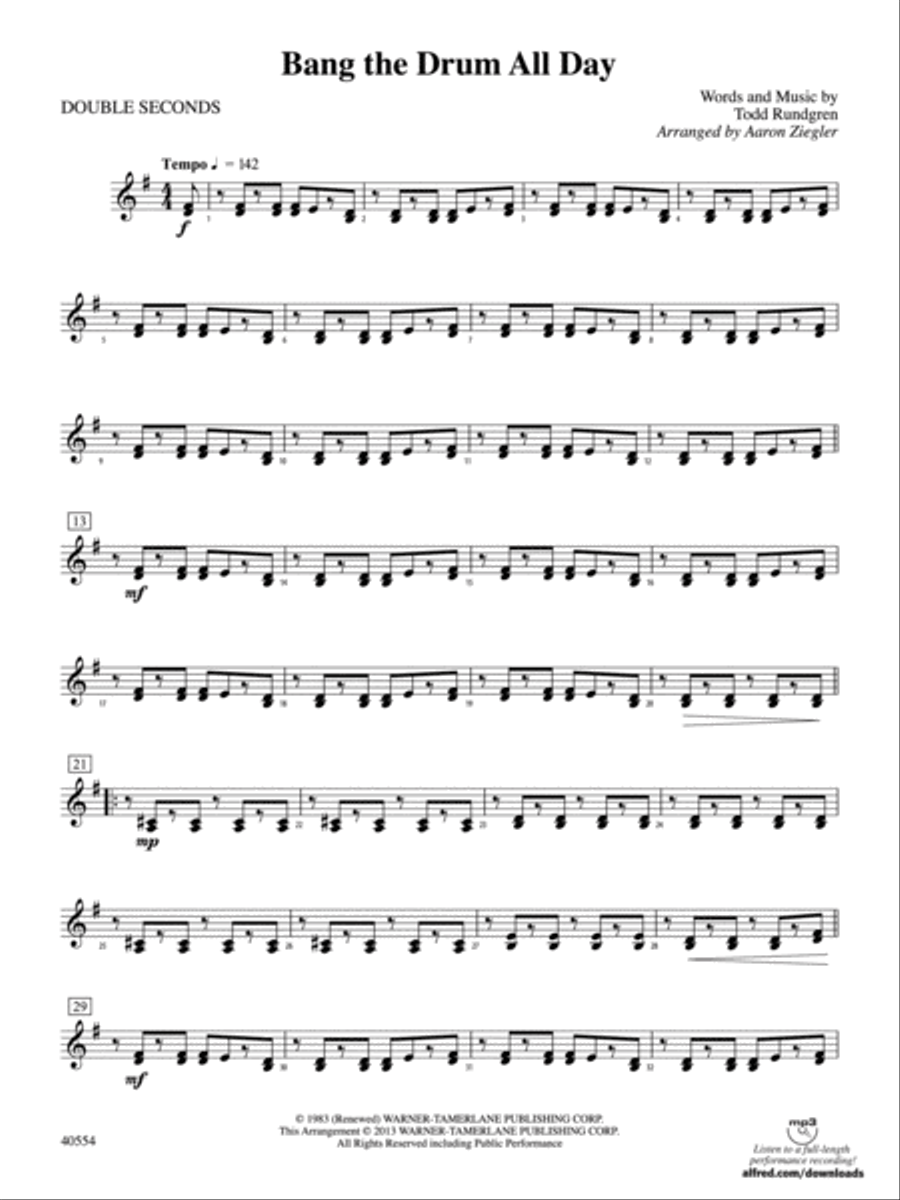 Bang the Drum All Day: 3rd Percussion Percussion scores gallery preview page 1