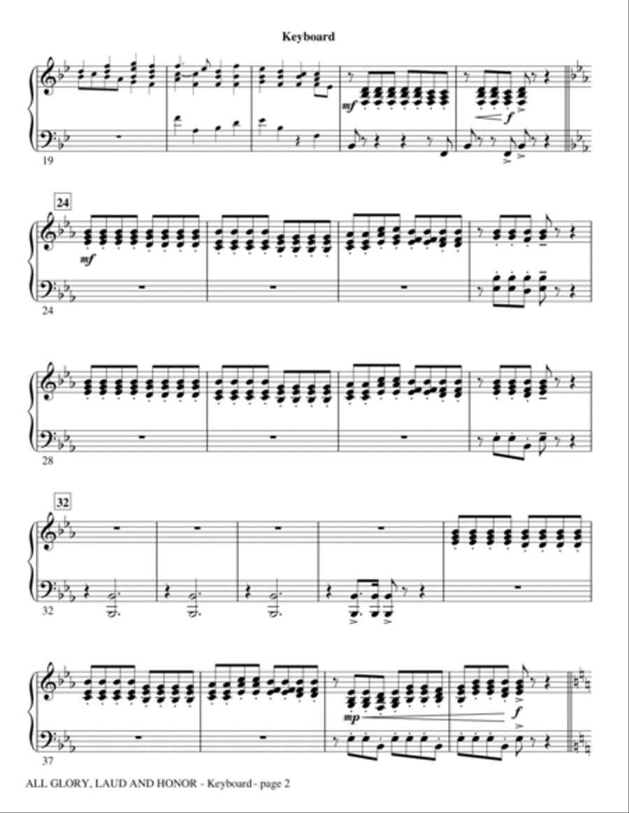 All Glory, Laud, And Honor (with Hosanna, Loud Hosanna) - Keyboard Piano scores gallery preview page 2