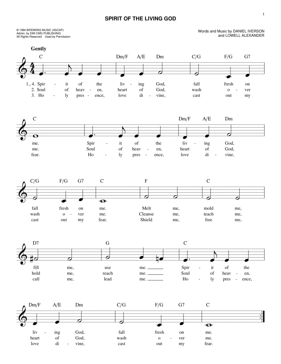 Spirit Of The Living God Spirit Of The Living God Piano scores gallery preview page 1