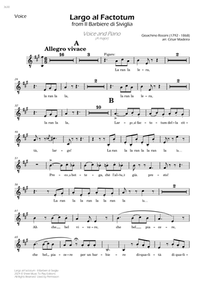 Largo al Factotum - Voice and Piano - A Major (Individual Parts)