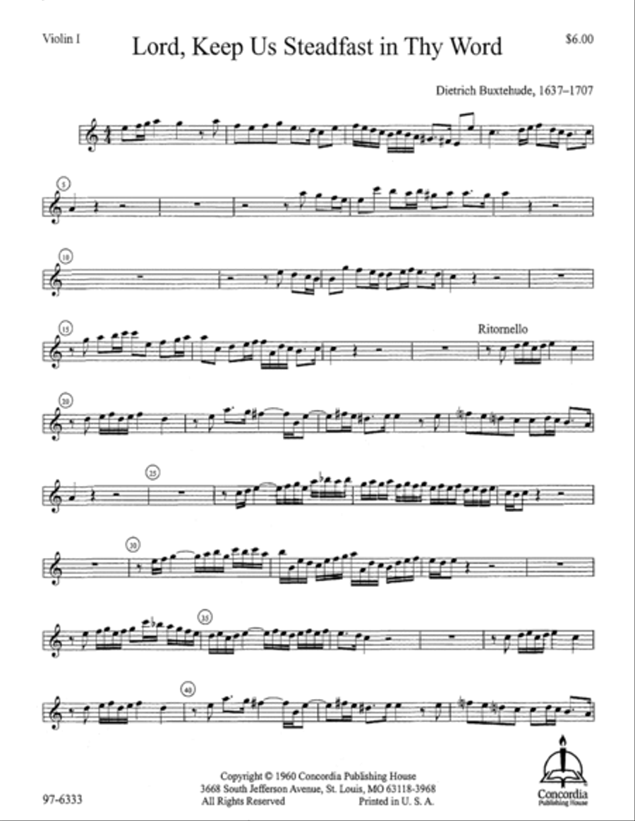 Lord, Keep Us Steadfast in Thy Word / Erhalt uns, Herr, bei deinem Wort (Violin 1) Violin scores gallery preview page 2