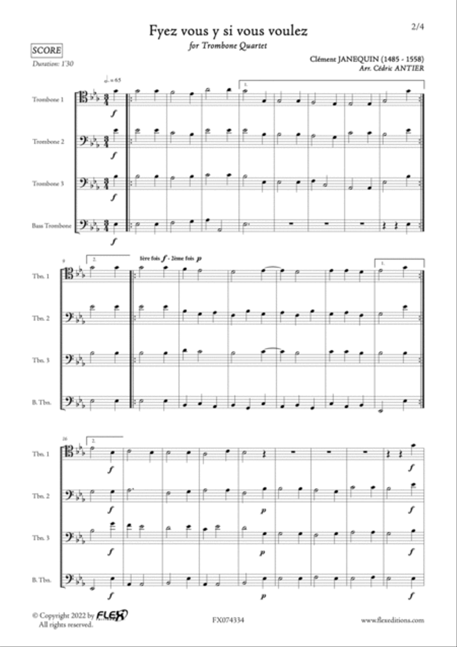 Fyez vous y si vous voulez Trombone scores gallery preview page 2