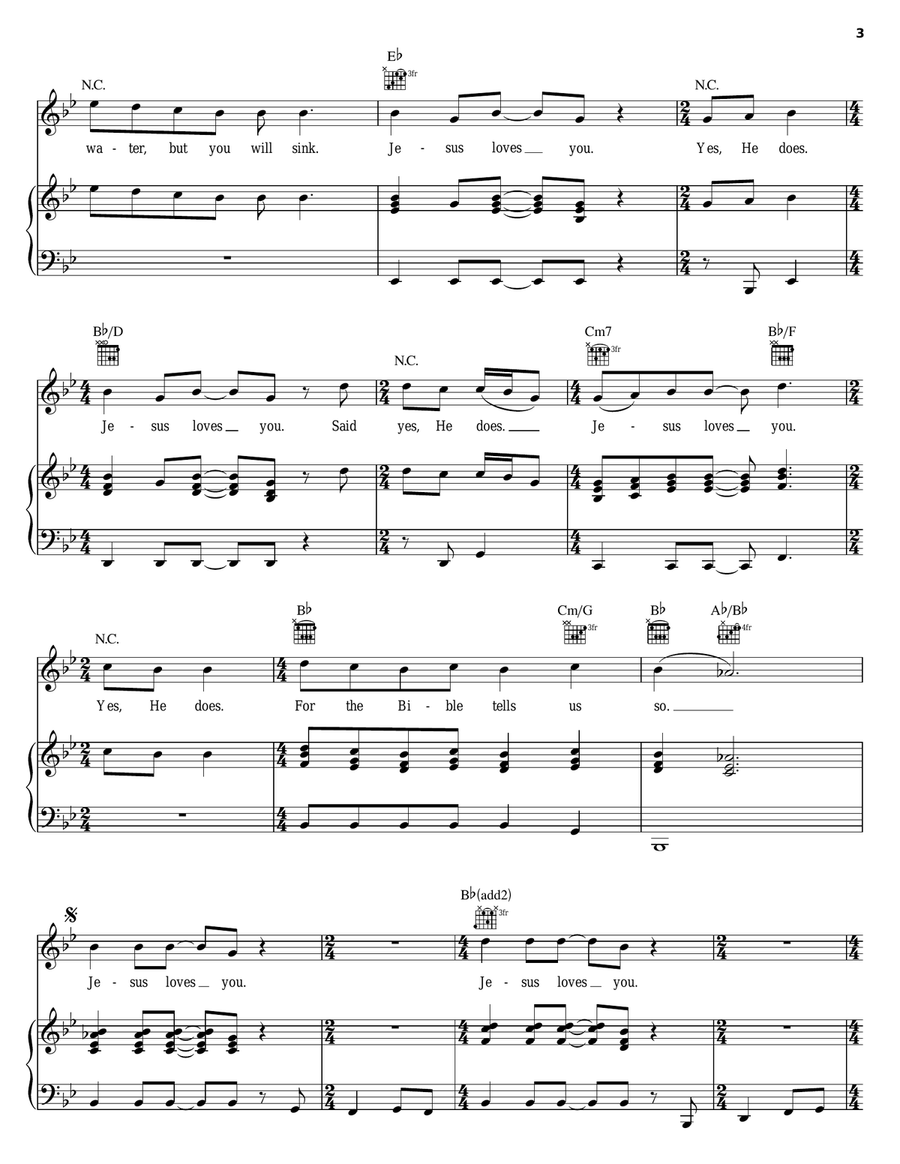Jesus Loves You Jesus Loves You Piano, Vocal, Guitar scores gallery preview page 3