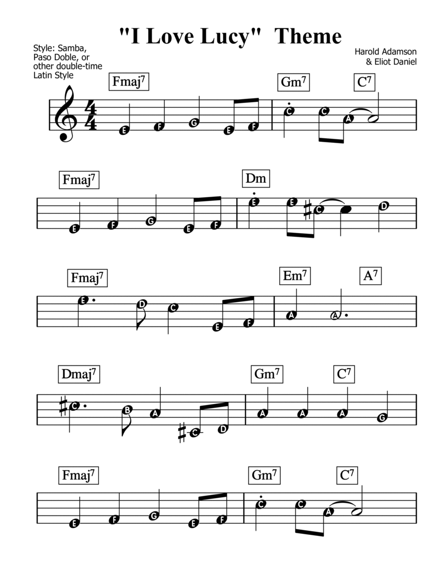 I Love Lucy I Love Lucy Easy Piano scores gallery preview page 1