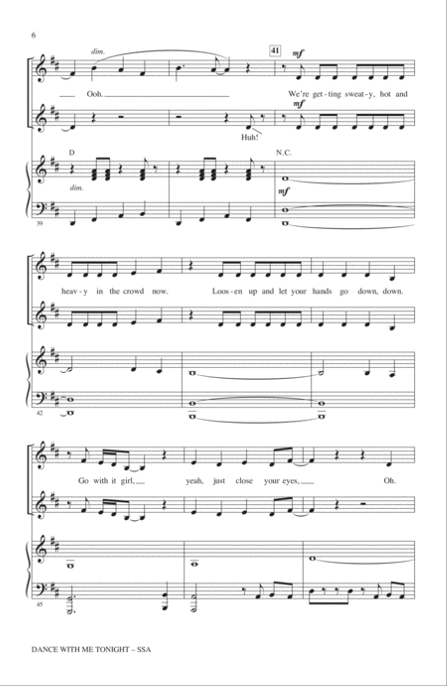 Dance With Me Tonight SSA scores gallery preview page 5