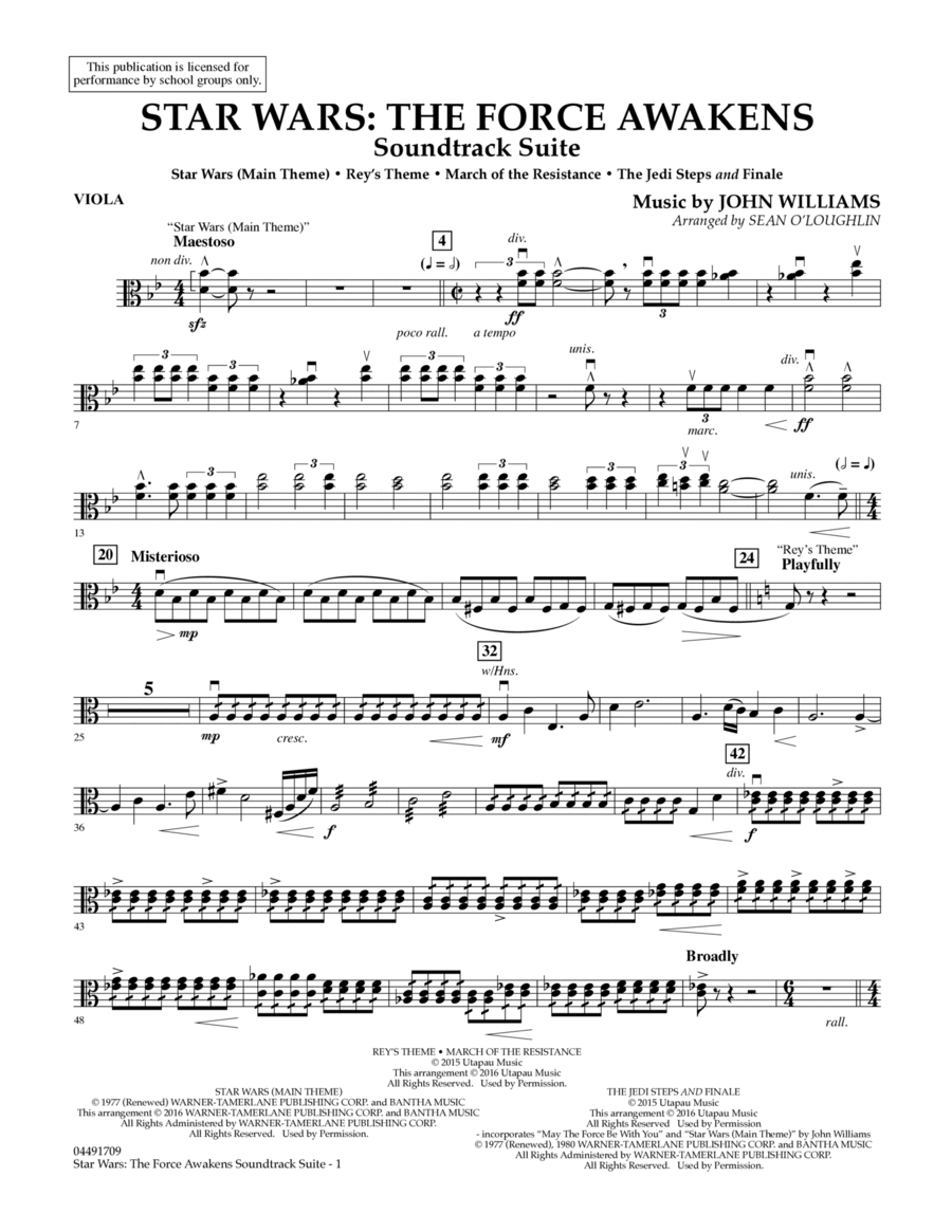 Star Wars: The Force Awakens Soundtrack Suite - Viola Viola scores gallery preview page 1