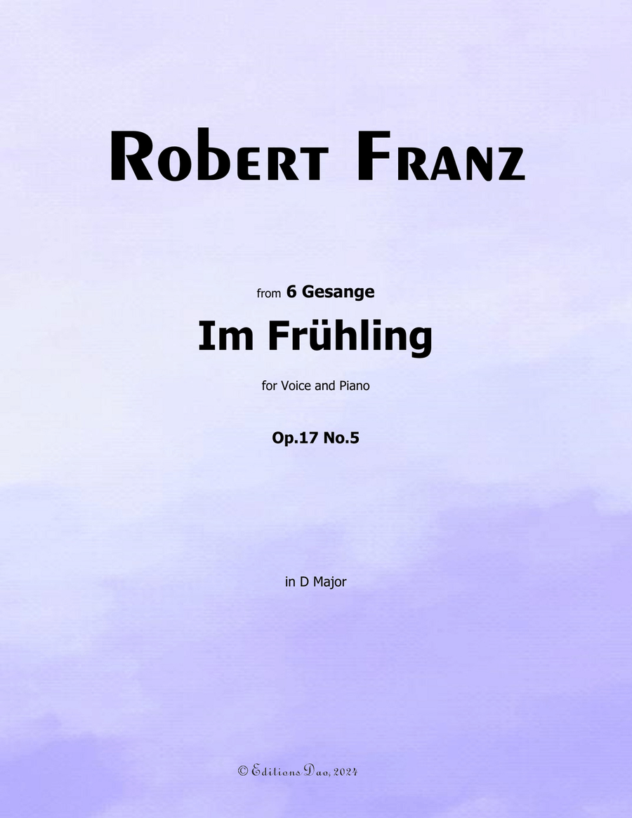Im Fruhling, by Robert Franz, in D Major Voice scores gallery preview page 1