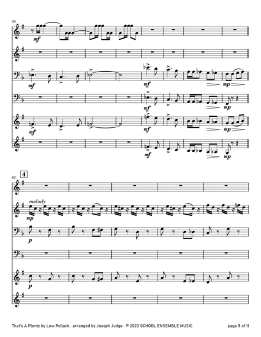 That's A Plenty by Pollack for Brass Quartet in Schools Brass Quartet scores gallery preview page 5