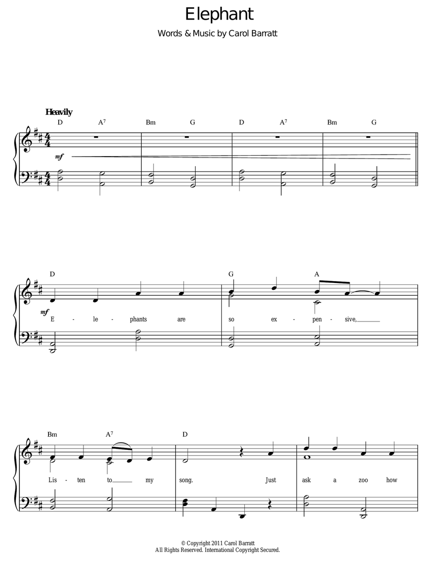 Elephant Piano, Vocal scores gallery preview page 1