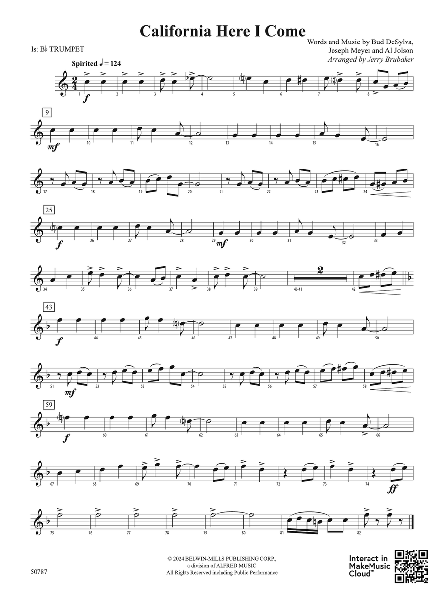 California Here I Come: 1st B-flat Trumpet B-Flat Trumpet scores gallery preview page 1