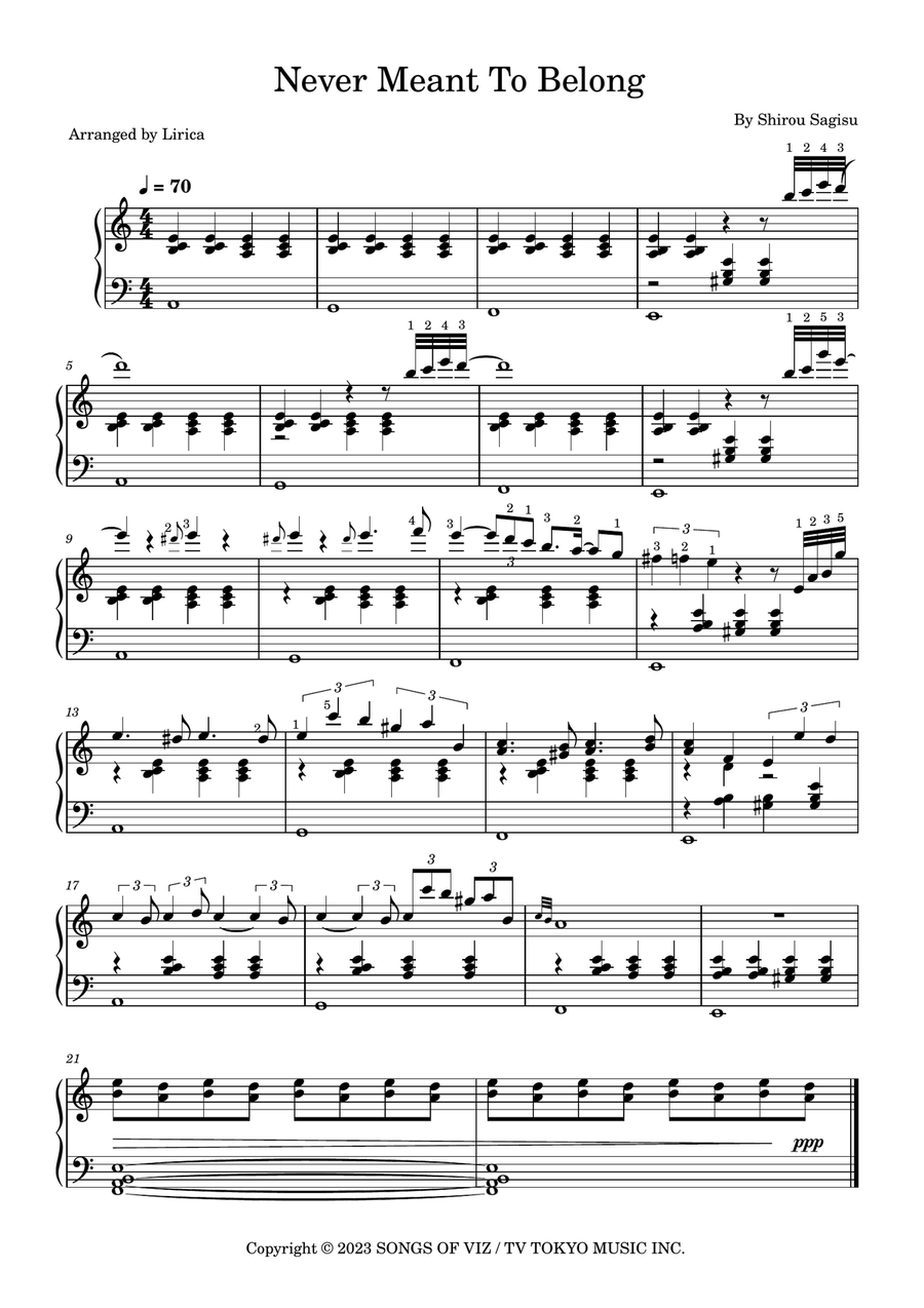Never Meant To Belong Easy Piano scores gallery preview page 1