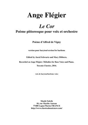 Book cover for Ange Flégier: Le Cor for baritone voice and orchestra reduction for voice and piano