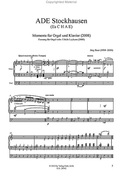 ADE Stockhausen (2008) (für Orgel solo)