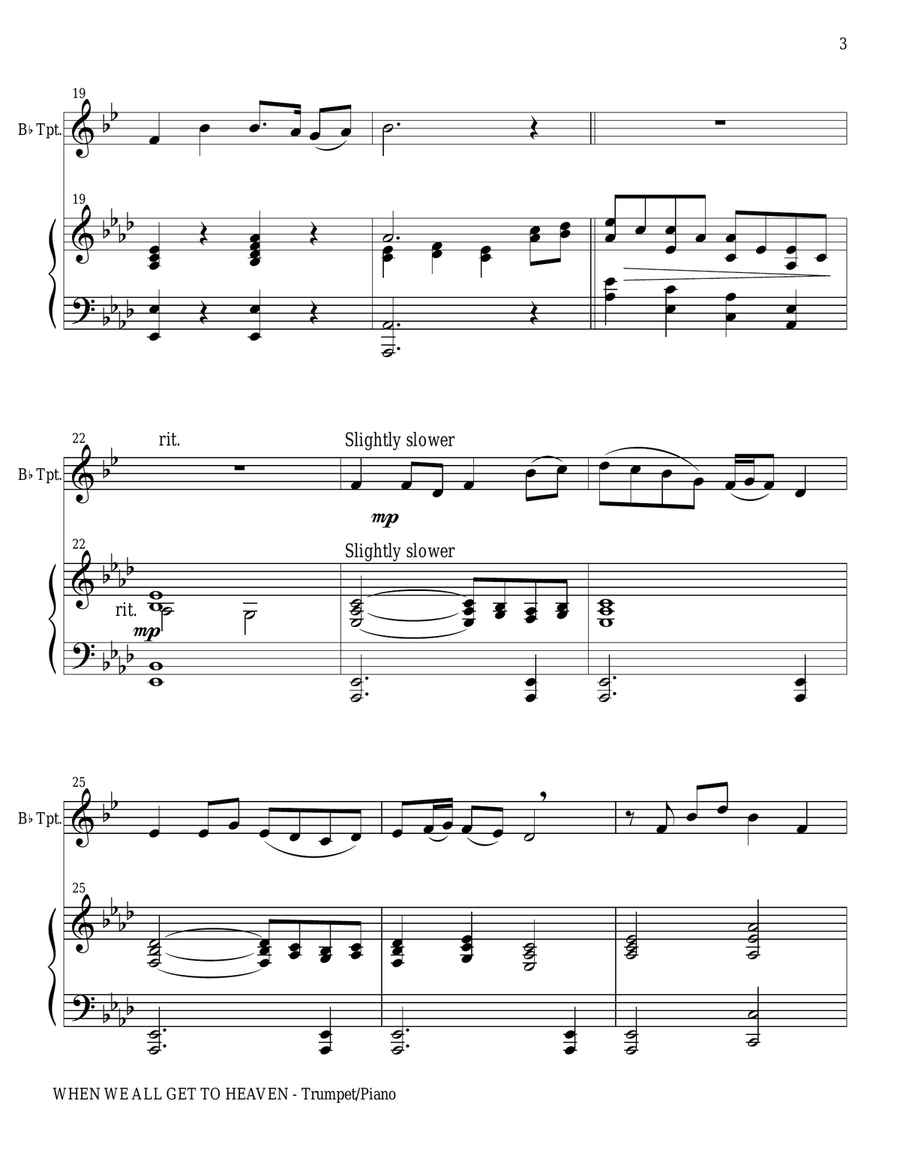WHEN WE ALL GET TO HEAVEN (Bb Trumpet Piano and Trumpet Part) Trumpet Solo scores gallery preview page 3