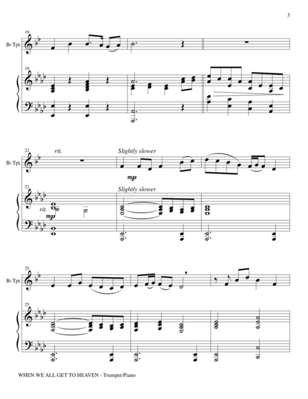 WHEN WE ALL GET TO HEAVEN (Bb Trumpet Piano and Trumpet Part) image number null