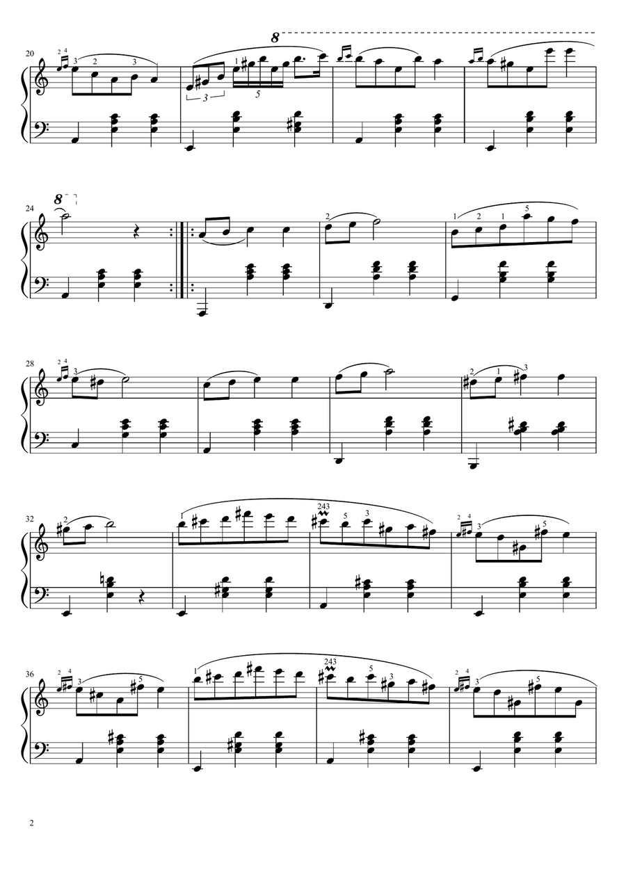 Chopin - Waltz in A minor, B.150 - Original Fo Piano Solo With Fingering Chopin - Waltz in A minor, B.150 - Original Fo Piano Solo With Fingering Easy Piano scores gallery preview page 2