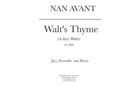 Walt's Thyme~ A Waltz for Jazz Ensemble and Horns image number null