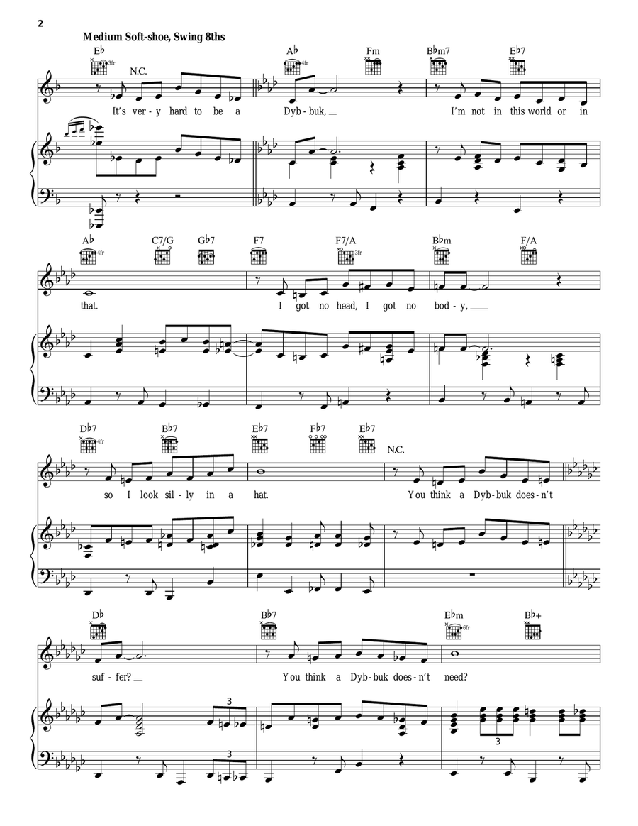 The Dybbuk Piano, Vocal, Guitar scores gallery preview page 2