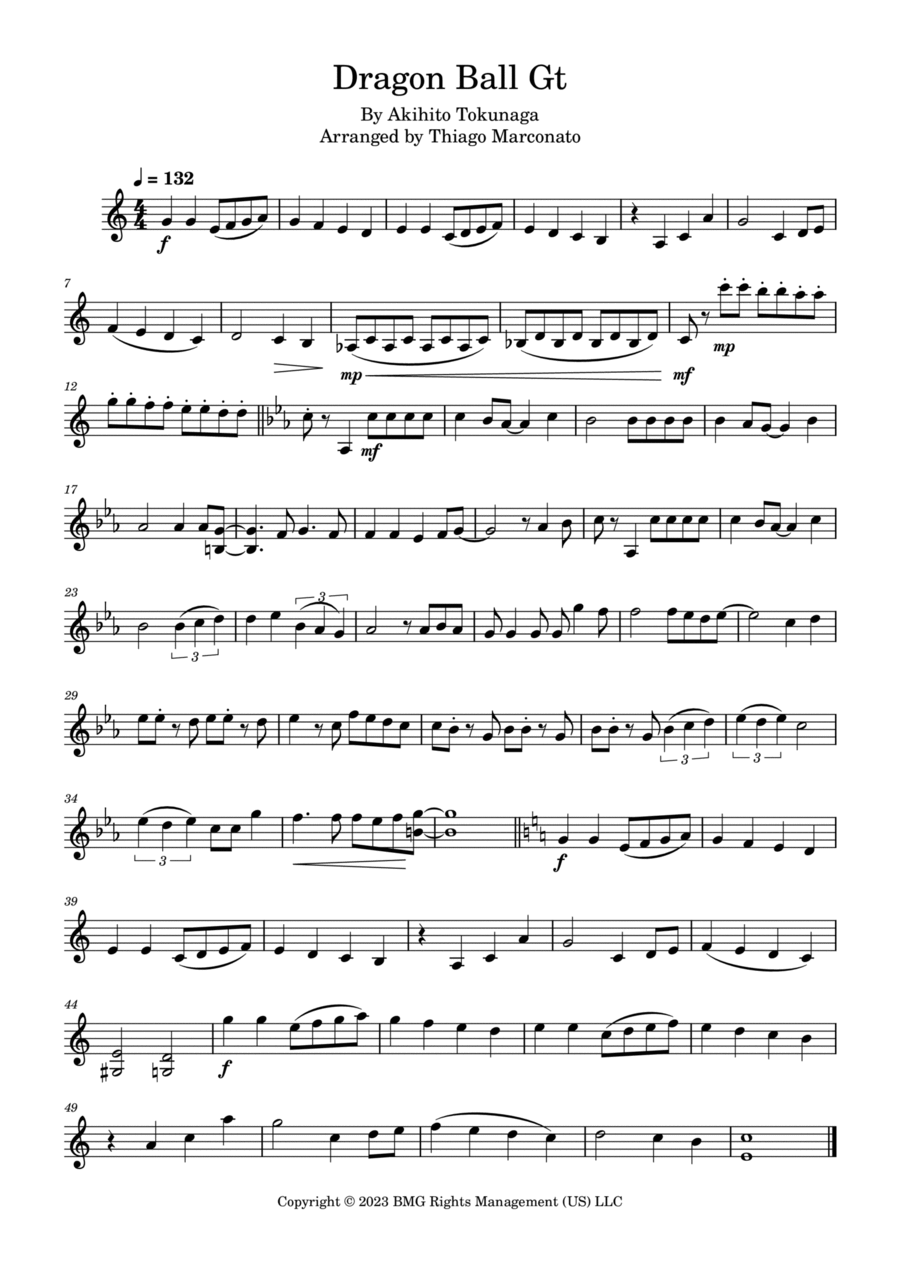 Dragon Ball Gt Violin Solo scores gallery preview page 1