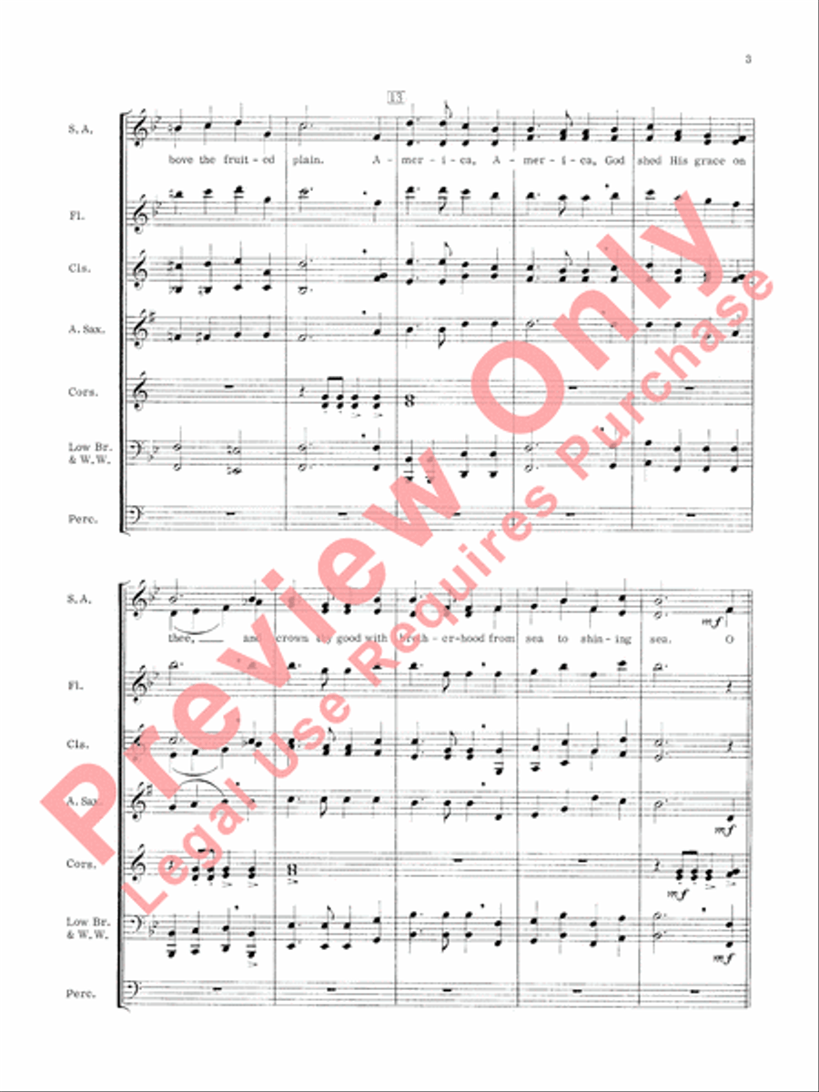 America, the Beautiful Concert Band scores gallery preview page 4
