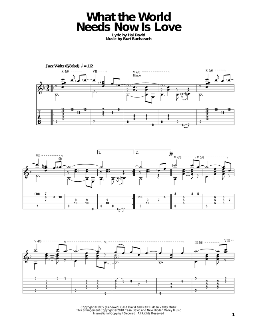 What The World Needs Now Is Love Acoustic Guitar scores gallery preview page 1
