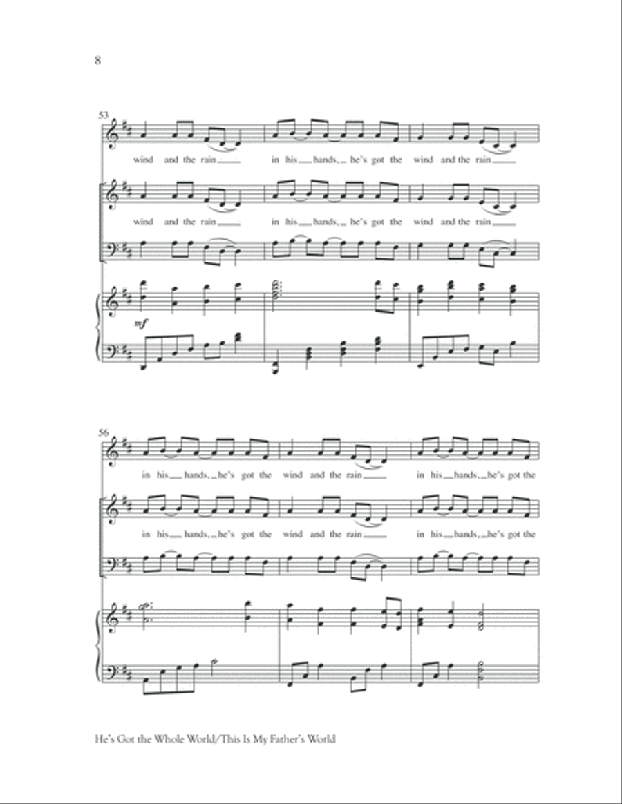 He's Got the Whole World with This Is My Father's World He's Got the Whole World with This Is My Father's World Unison Choir scores gallery preview page 9