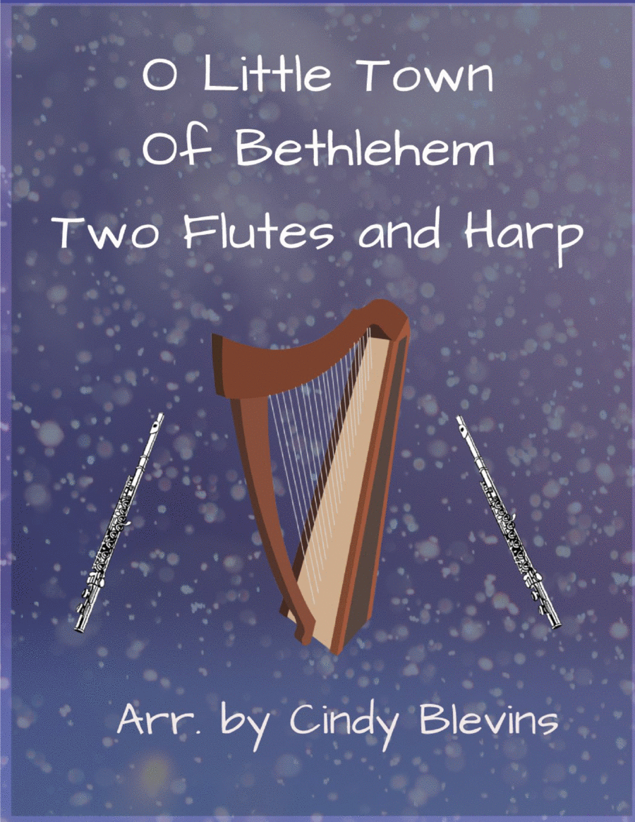 O Little Town Of Bethlehem, Two Flutes and Harp Flute Duet scores gallery preview page 1