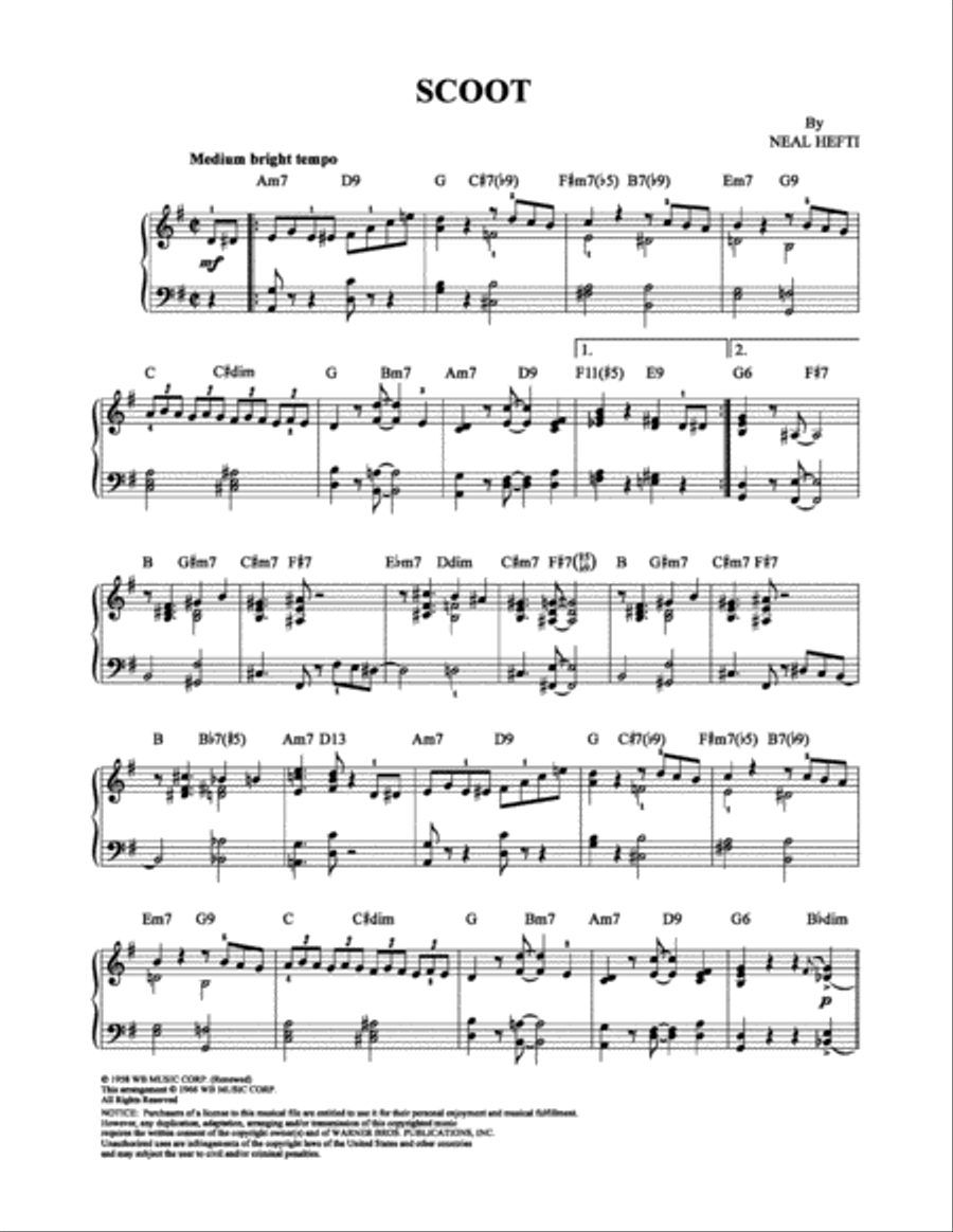Scoot Scoot Piano Solo scores gallery preview page 1