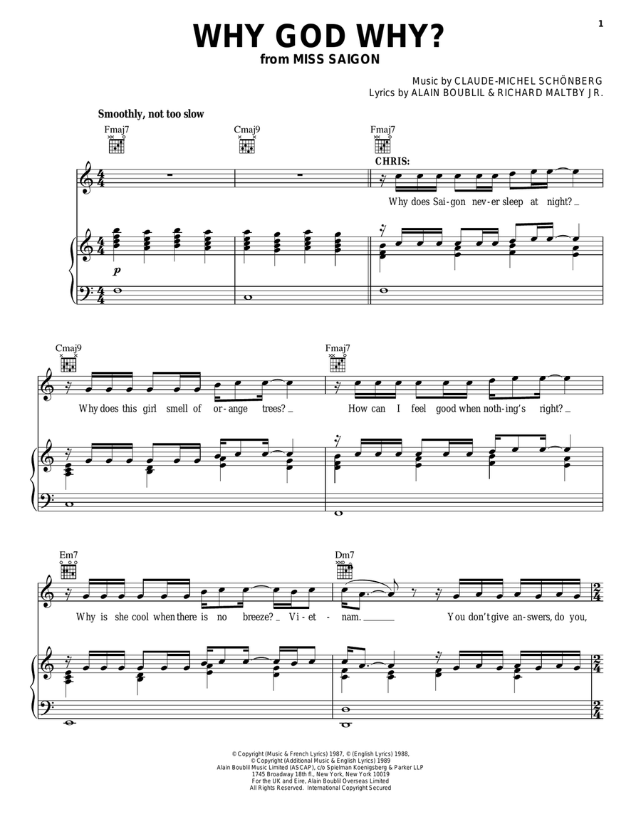 Why God Why? Piano, Vocal, Guitar scores gallery preview page 1