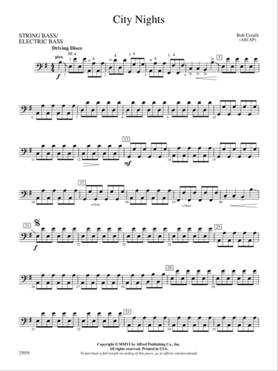 City Nights: String Bass City Nights: String Bass Full Orchestra scores gallery preview page 1