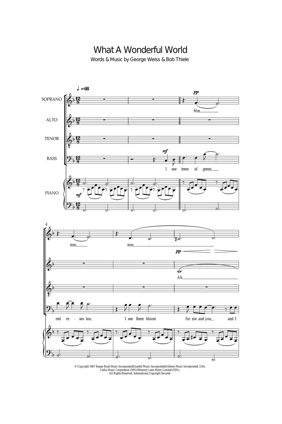 What A Wonderful World 4-Part scores gallery preview page 1
