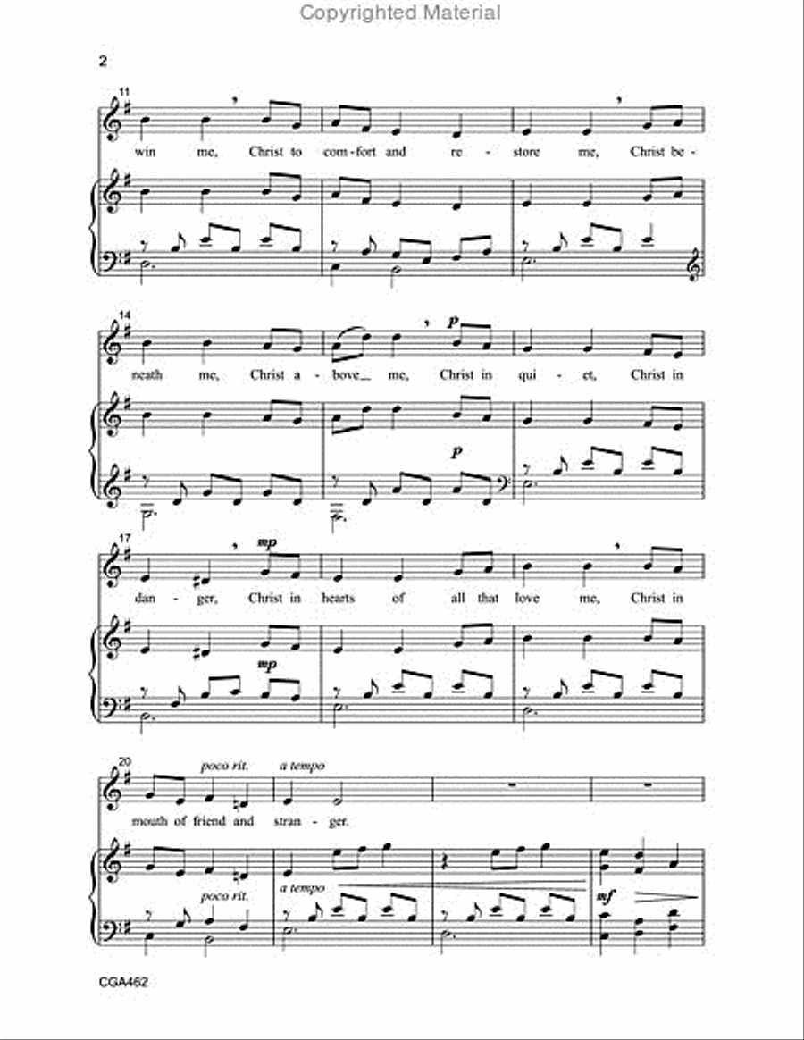 The Prayer of St Patrick Unison Choir scores gallery preview page 3