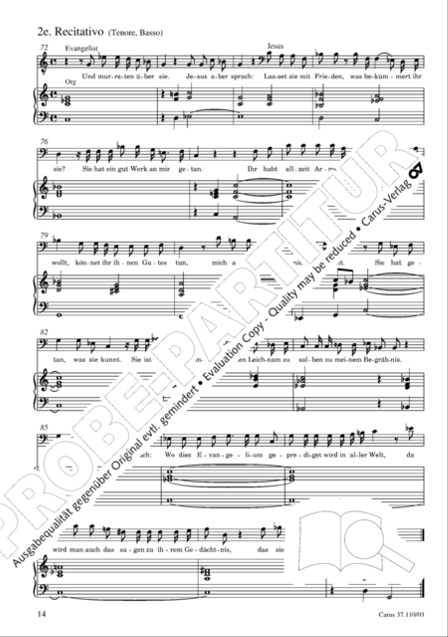 Markuspassion. Werkausgabe Reihe 1, Bd. 7 (Homilius) 4-Part scores gallery preview page 21