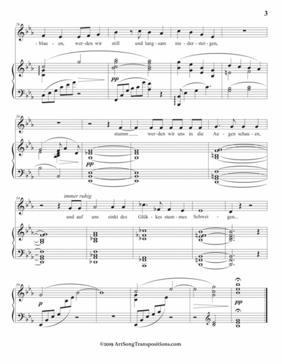Morgen, Op. 27 no. 4 (in 3 low keys: E-flat, D, D-flat major)