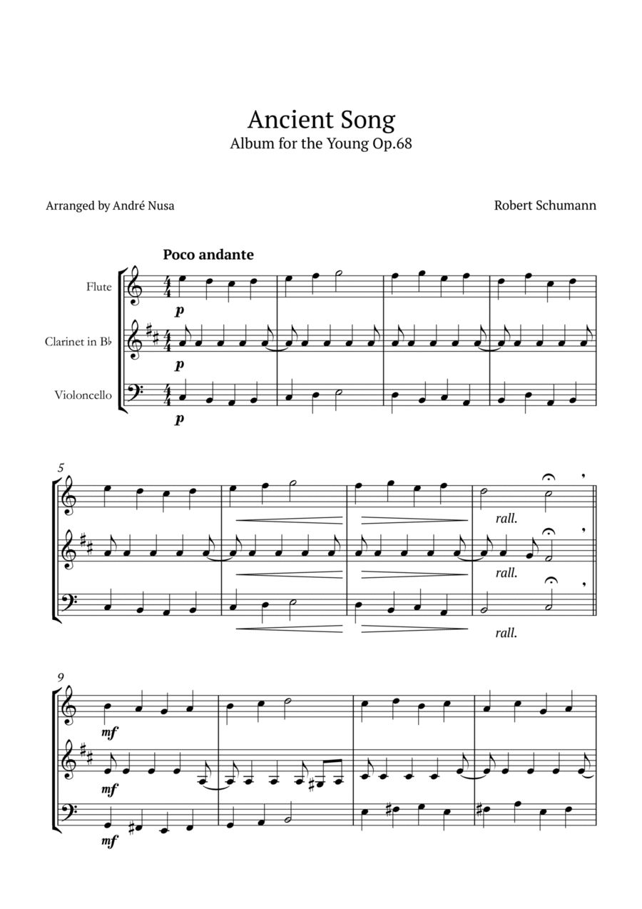 Ancient Song Clarinet scores gallery preview page 1