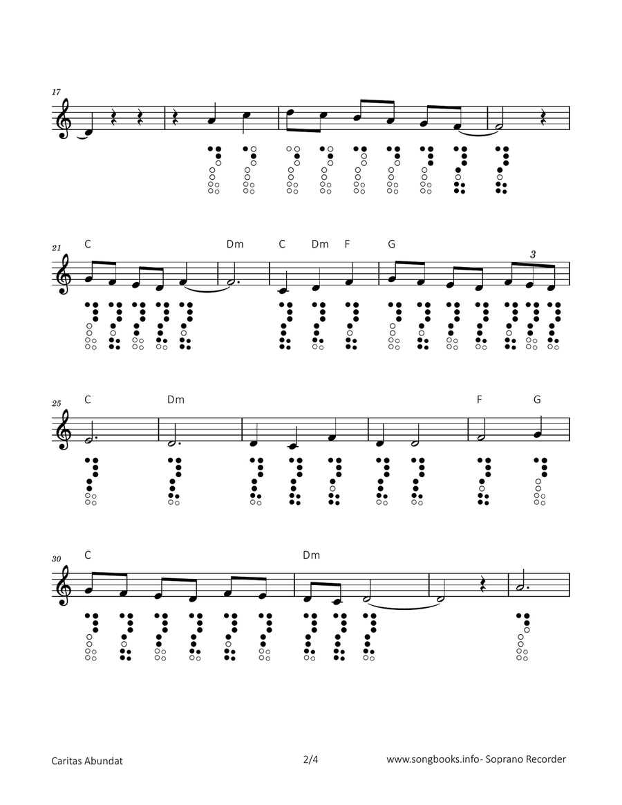 Caritas Abundat Soprano Recorder scores gallery preview page 2