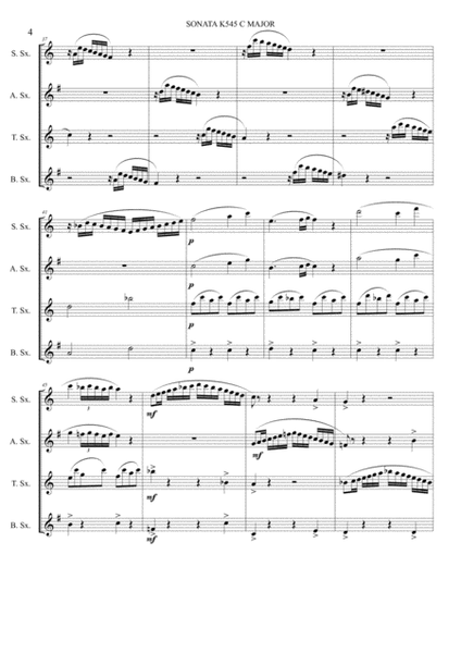Piano sonata K545 for Saxophone quartet image number null