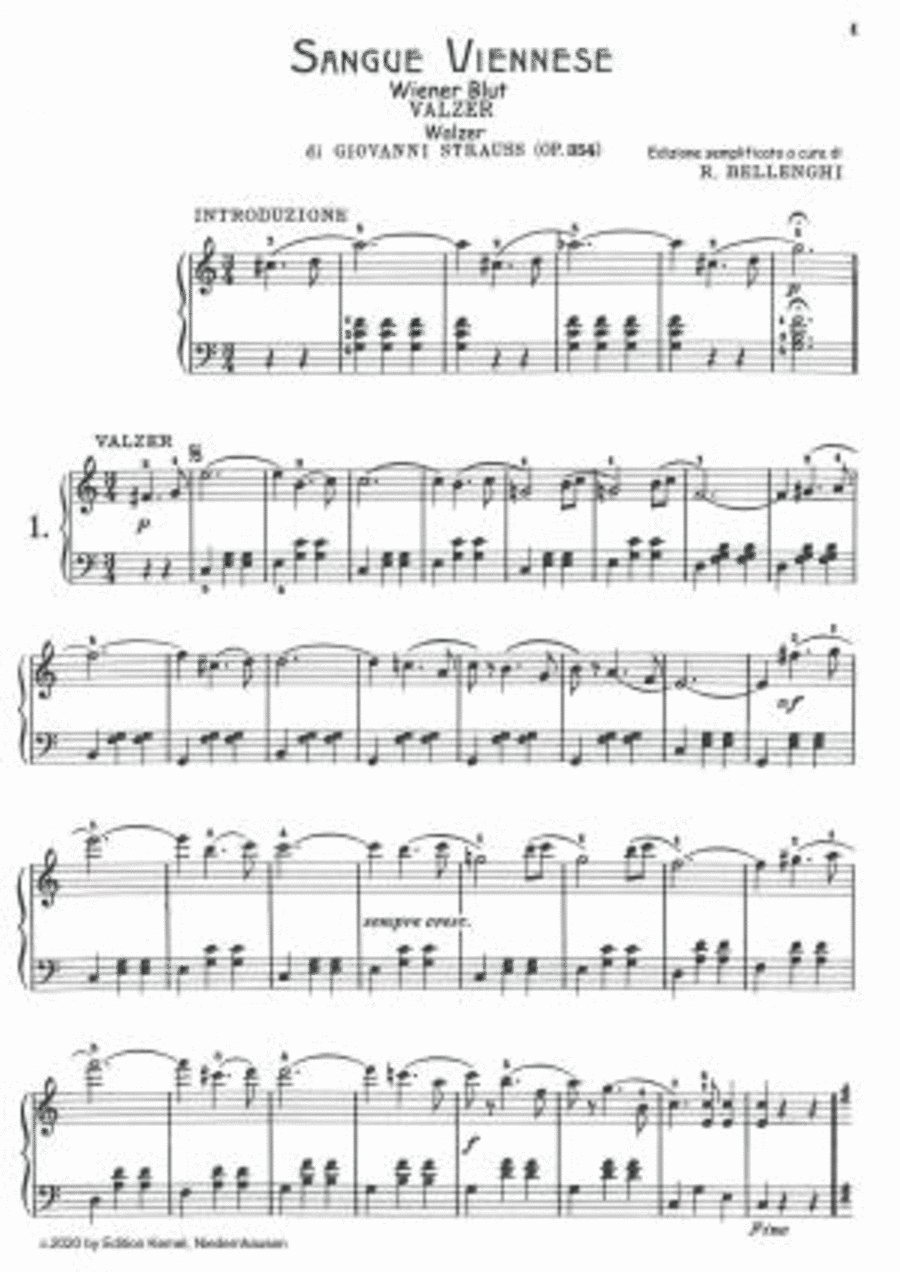 Sangue viennese Piano Solo scores gallery preview page 1