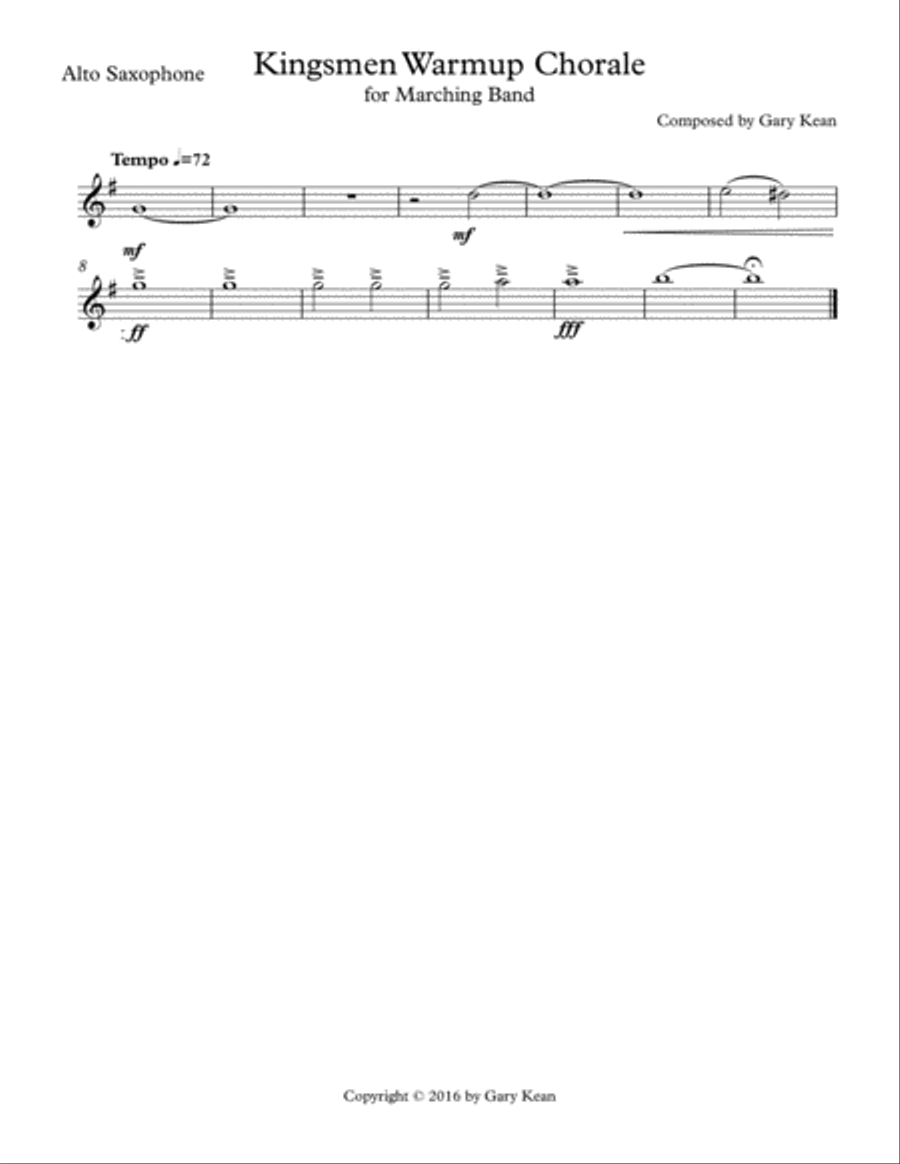 Kingsmen Warmup Chorale for Marching Band Marching Band scores gallery preview page 5