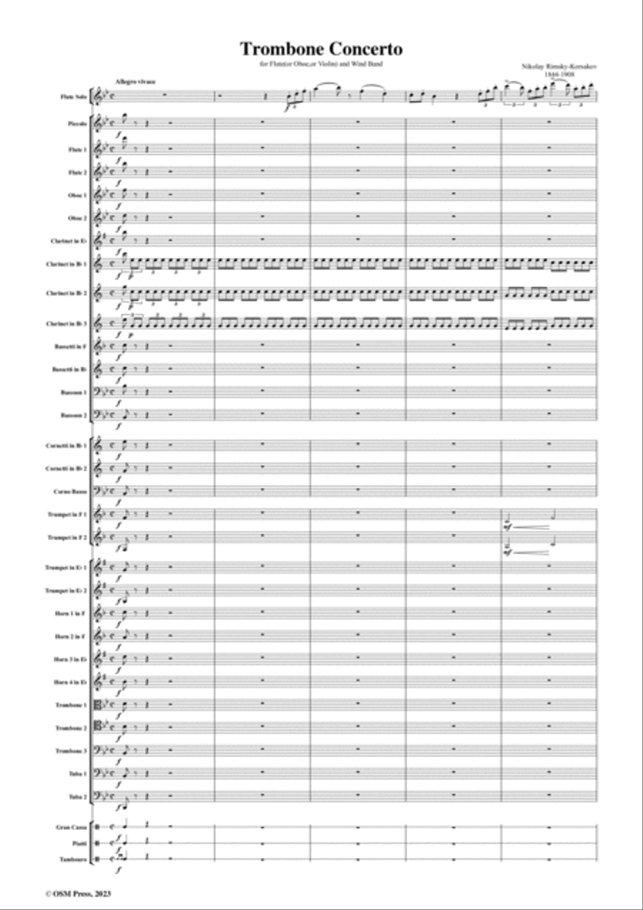 Rimsky-Korsakov-Trombone Concerto(1877),for Flute(or Oboe,or Violin) and Wind Band Concert Band scores gallery preview page 2