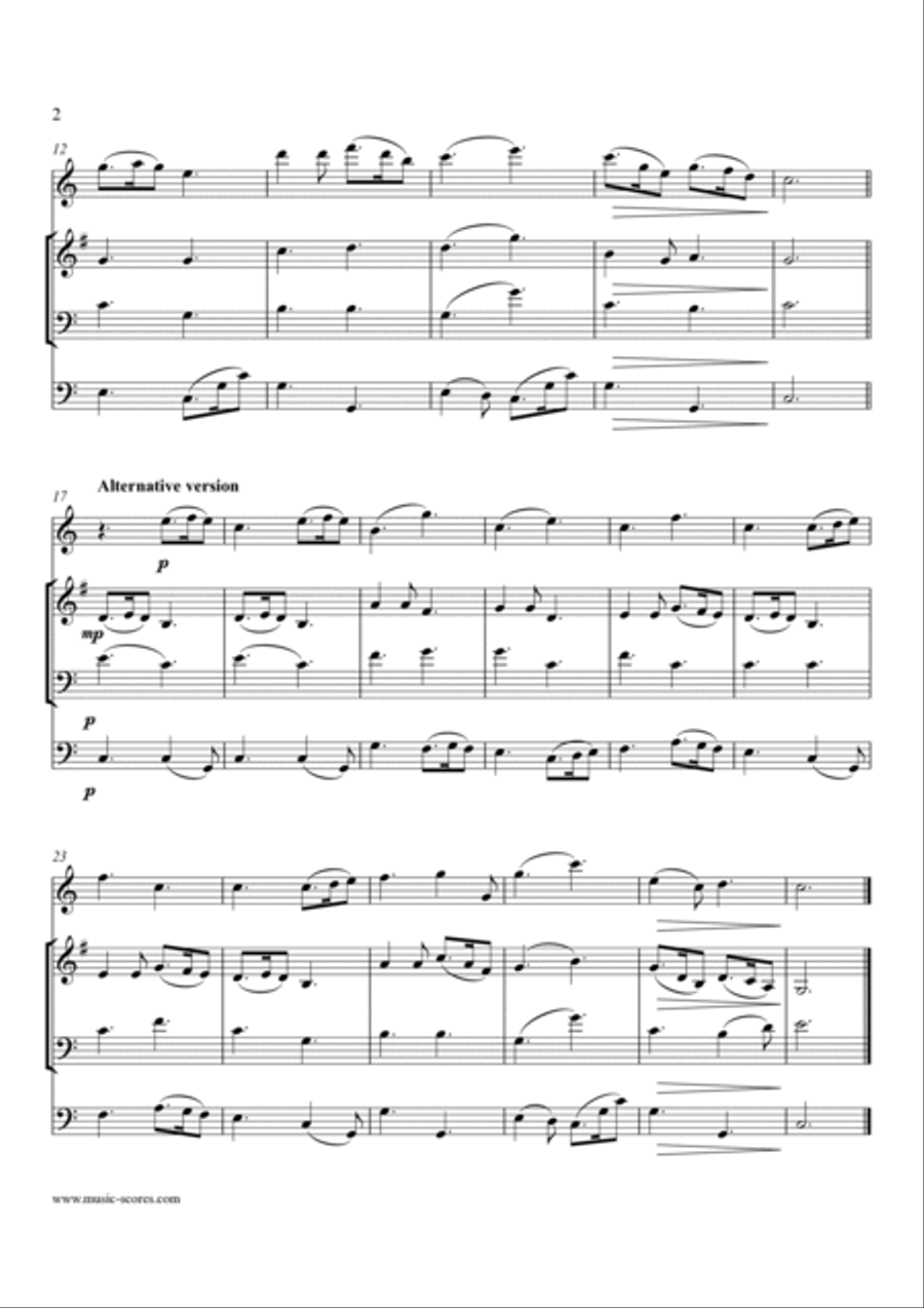 Silent Night - Mixed ensemble - Flute, Horn, Trombone and Cello Flute scores gallery preview page 2