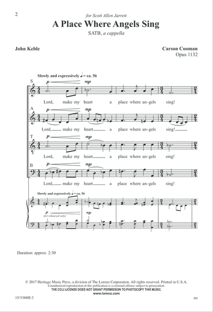 A Place Where Angels Sing 4-Part scores gallery preview page 2