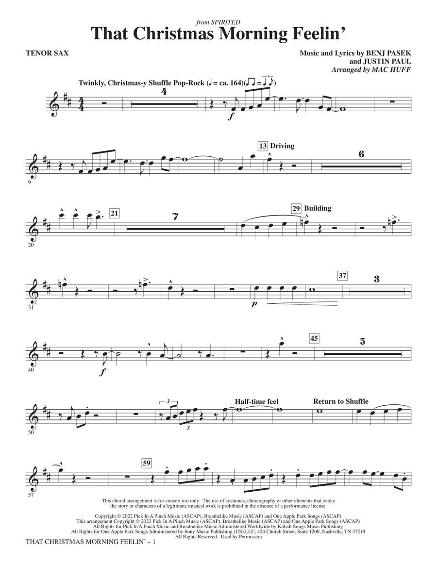 That Christmas Morning Feelin' (arr. Mac Huff) - Tenor Saxophone